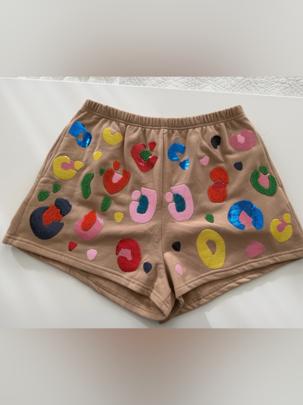 QUEEN OF SPARKLES Tan Leopard Shorts